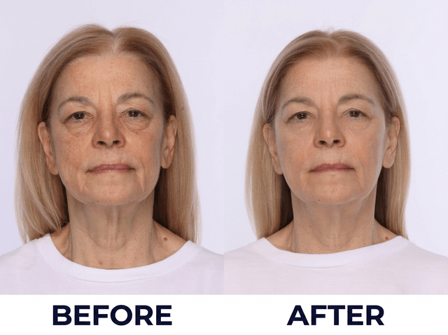 Before and after using Age Defying Lift & Firm Cream