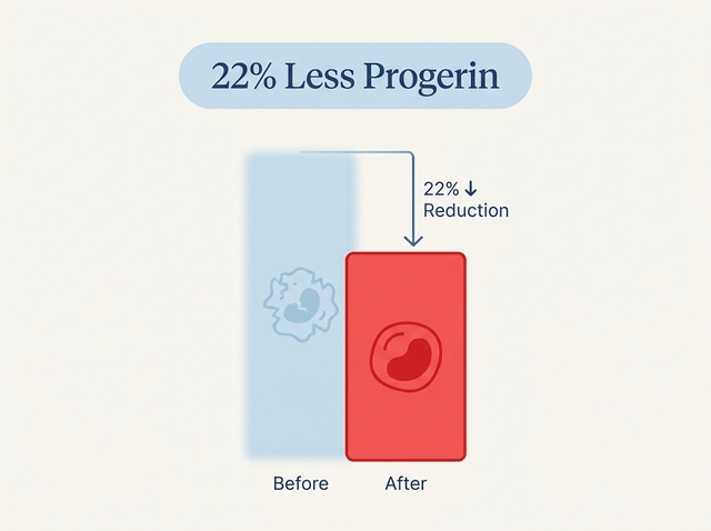 22% less progerin before and after graph